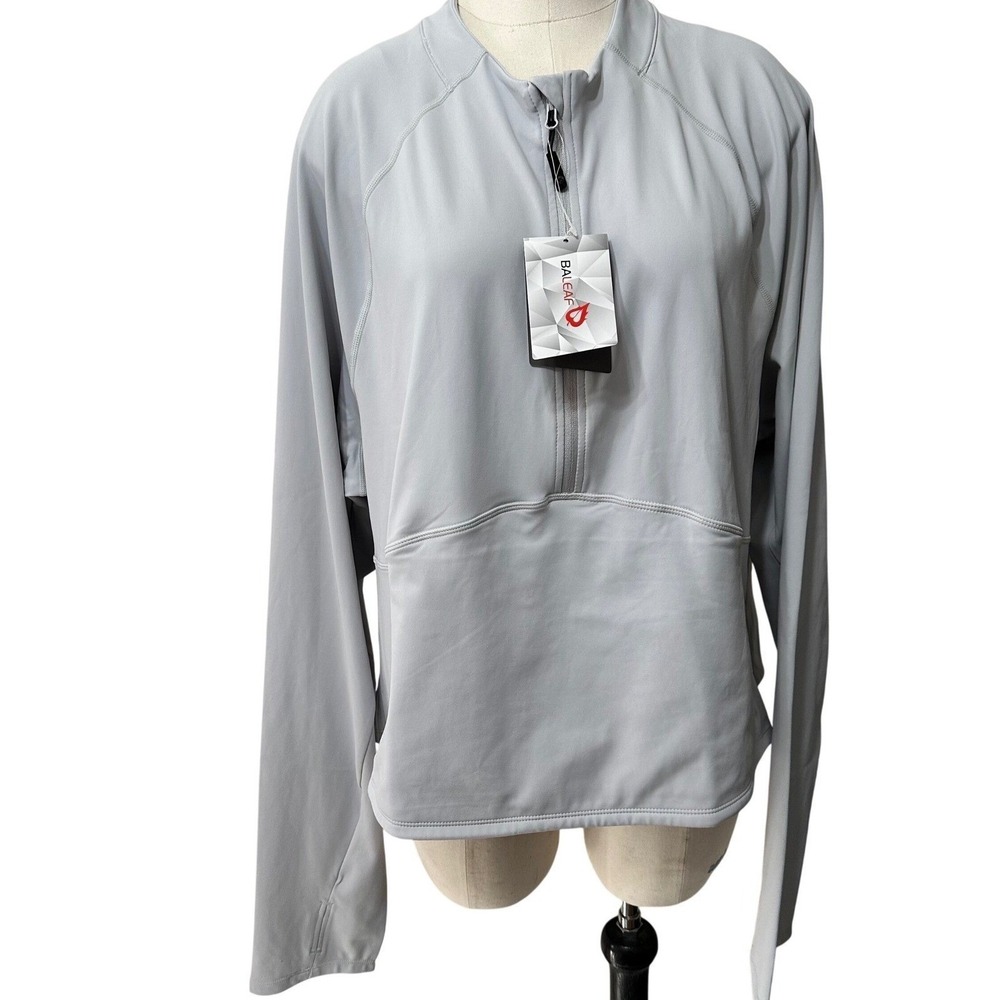 Baleaf Quarter Zip Pullover Womens‎ 3XL Gray Thumbholes Athletic Mock Neck
